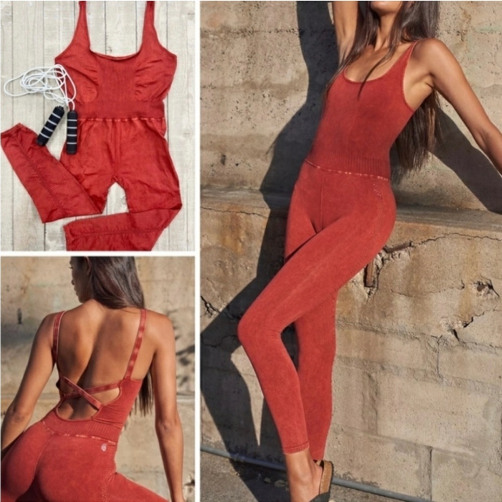 NEW Free People Good Karma Ringside Red Onesie